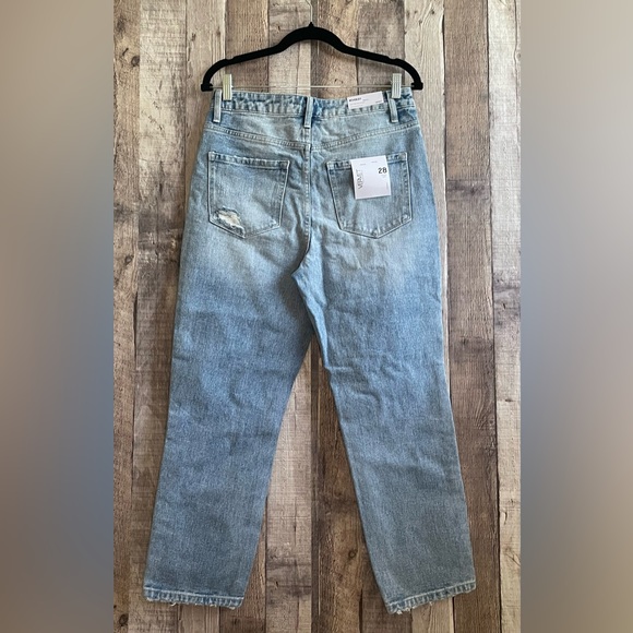 NWT Vervet Beverly Super High Rise Straight Distressed Jeans Light Wash Sz 28 - Picture 2 of 7